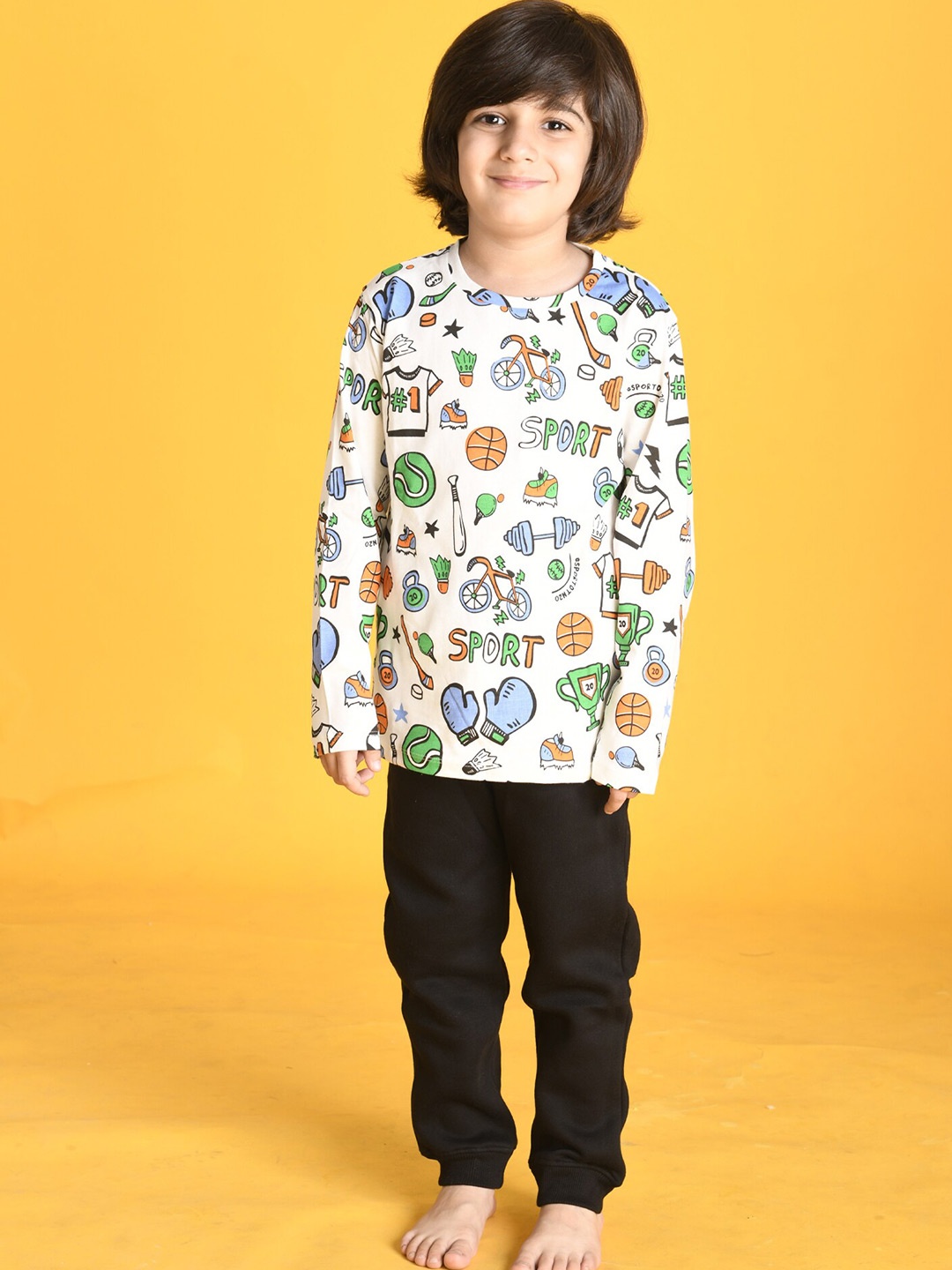 

Anthrilo Boys Printed Top with Trousers, White