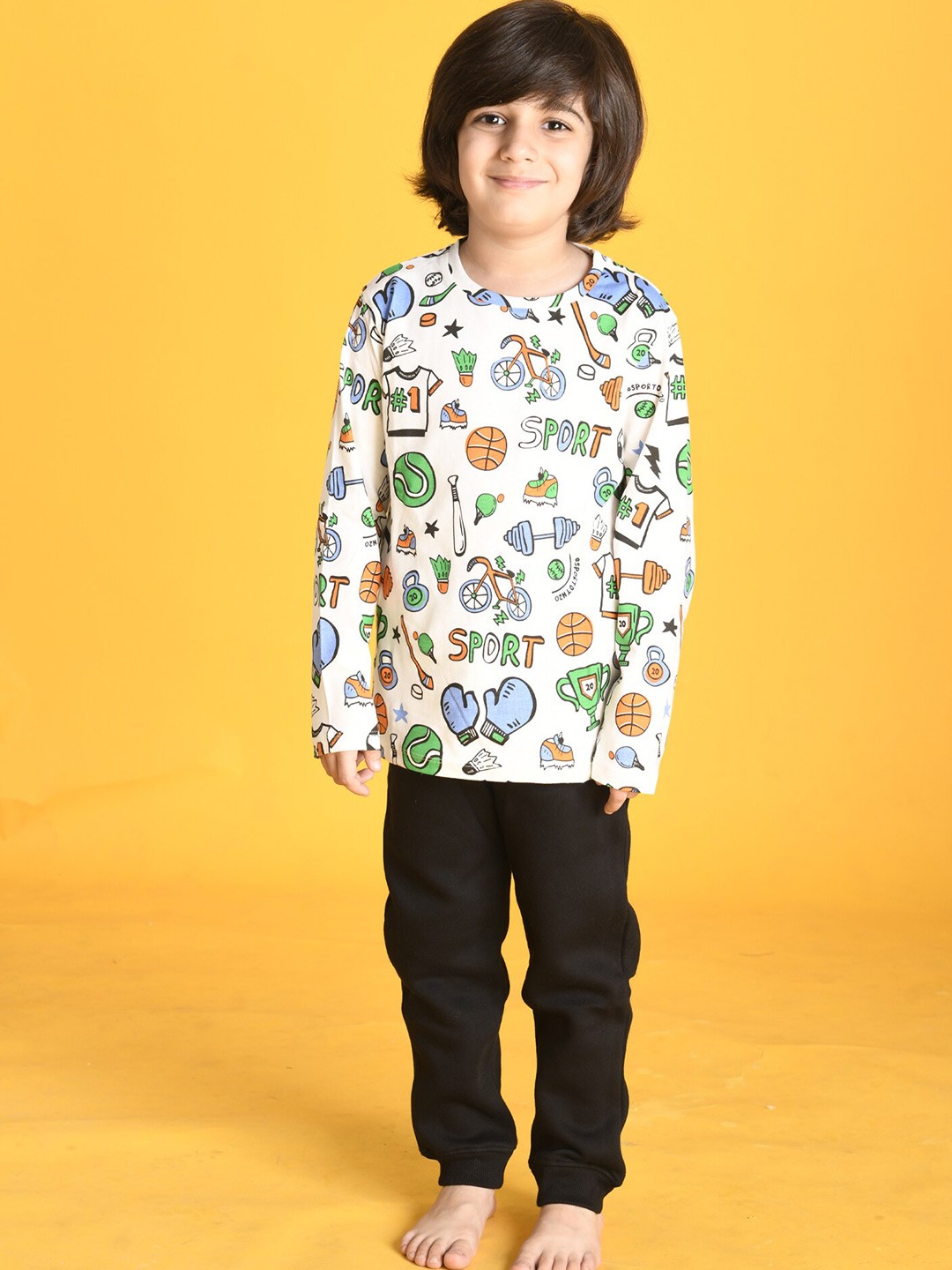 

Anthrilo Boys Printed Top with Trousers, White