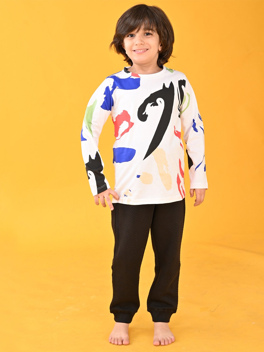 

Anthrilo Boys Printed Top with Trousers, White