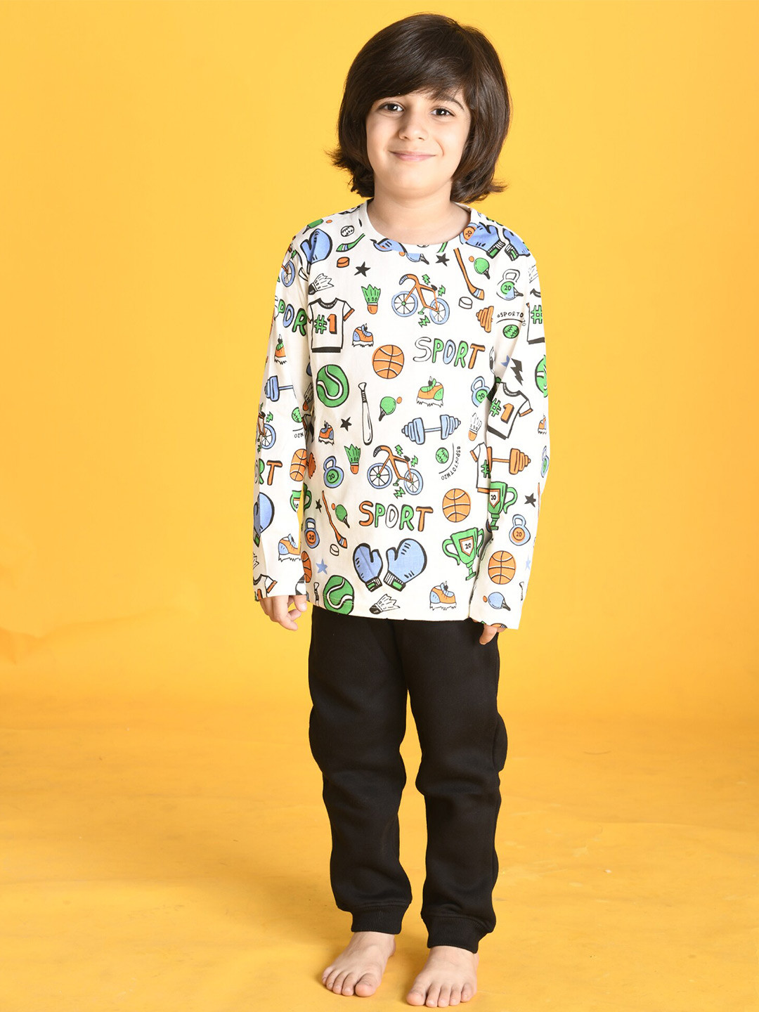

Anthrilo Boys Printed Top with Trousers, White