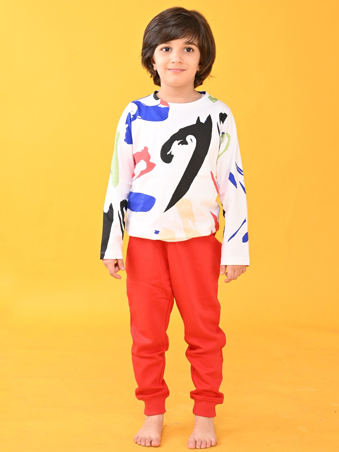 

Anthrilo Boys Printed Top with Trousers, White