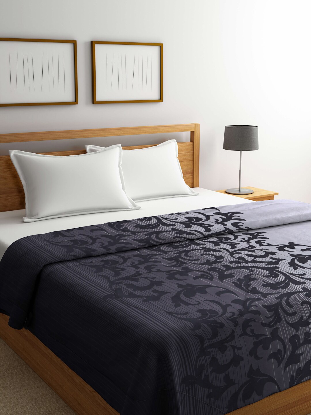 

Arrabi Black & Grey Floral Mild Winter 450 GSM Double Bed Comforter