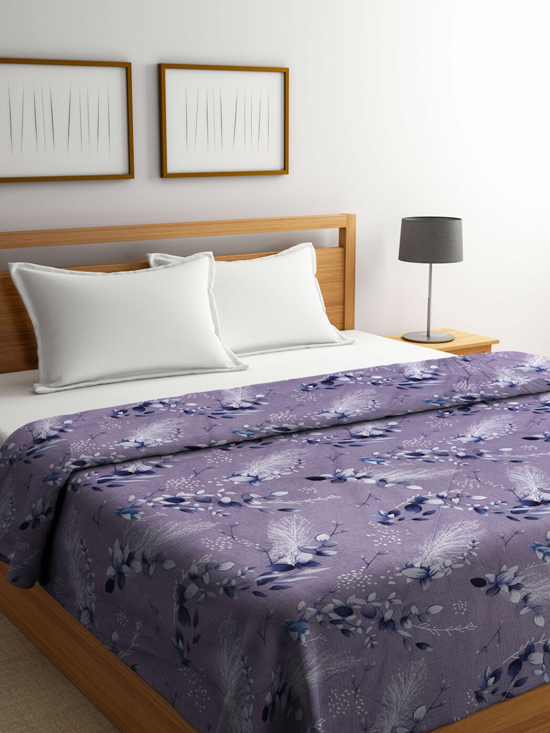

Arrabi Grey & White Floral Mild Winter 450 GSM Double Bed Comforter