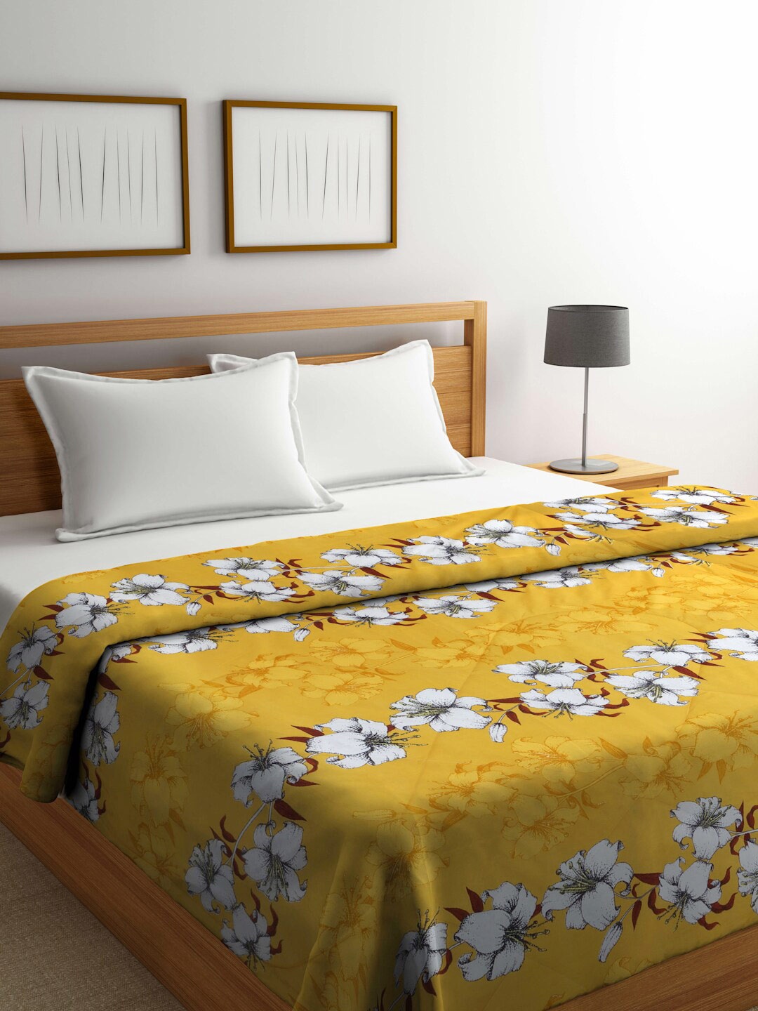 

Arrabi Yellow & White Floral Mild Winter 450 GSM Double Bed Comforter