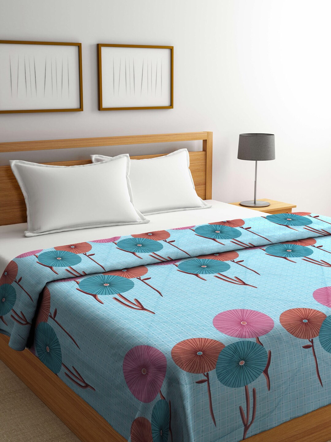 

Arrabi Blue & Pink Floral Mild Winter 450 GSM Double Bed Comforter