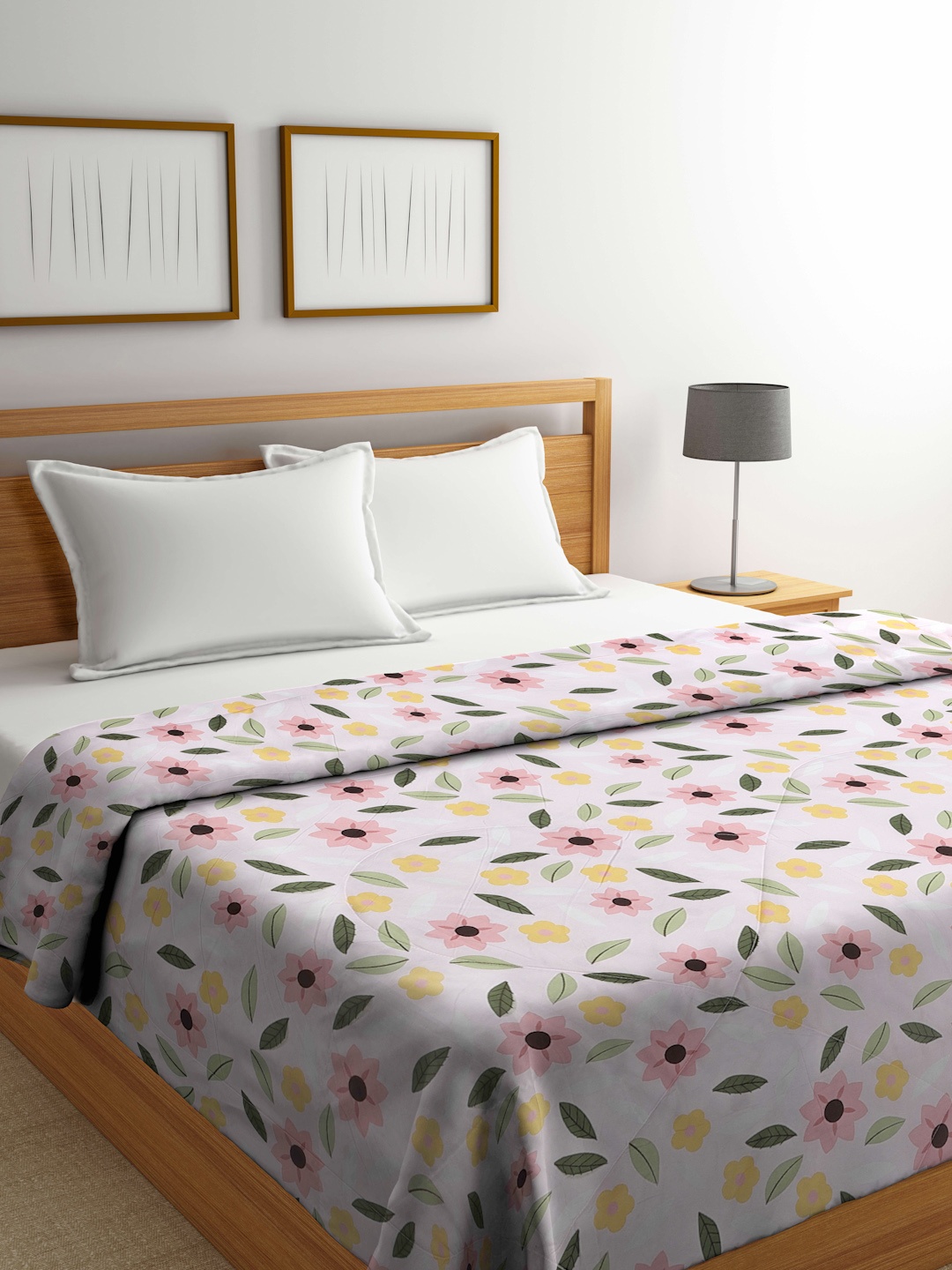 

Arrabi Pink & Green Floral Mild Winter 450 GSM Double Bed Comforter
