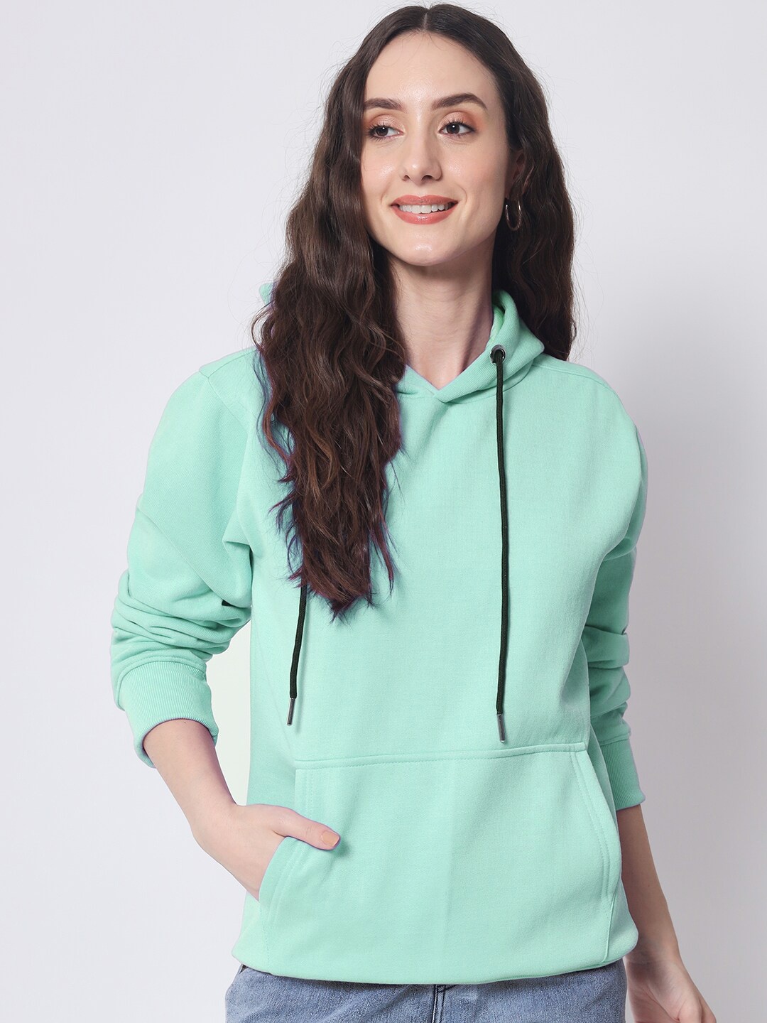 

FFLIRTYGO Women Fleece Hooded Sweatshirt, Fluorescent green