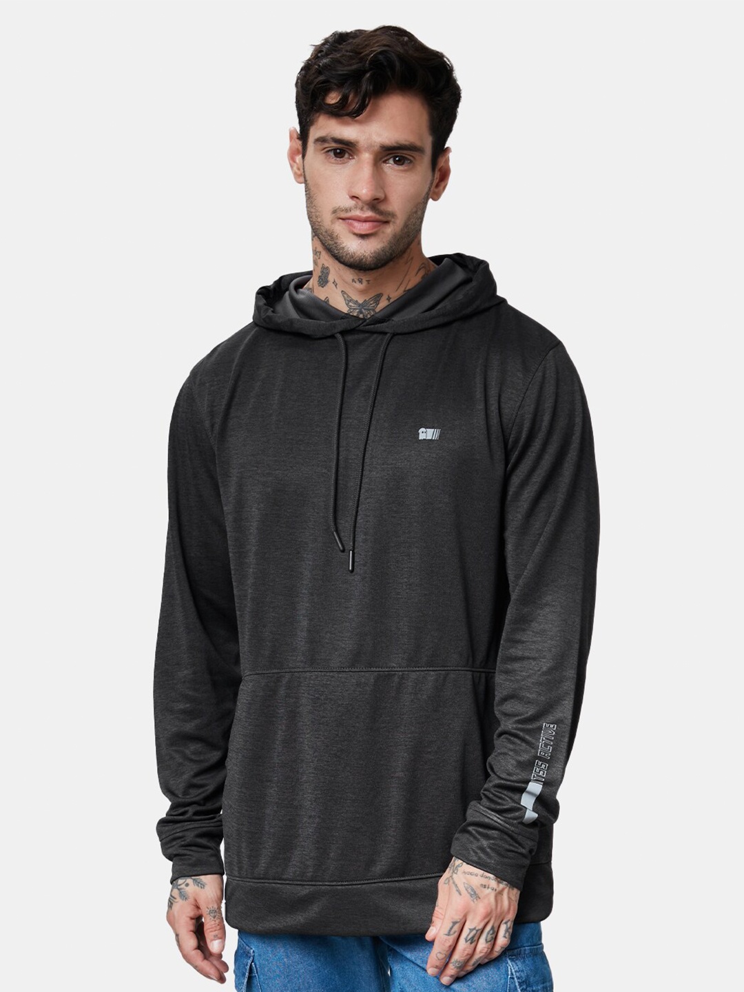 

The Souled Store Hooded Pullover Sweatshirt, Black