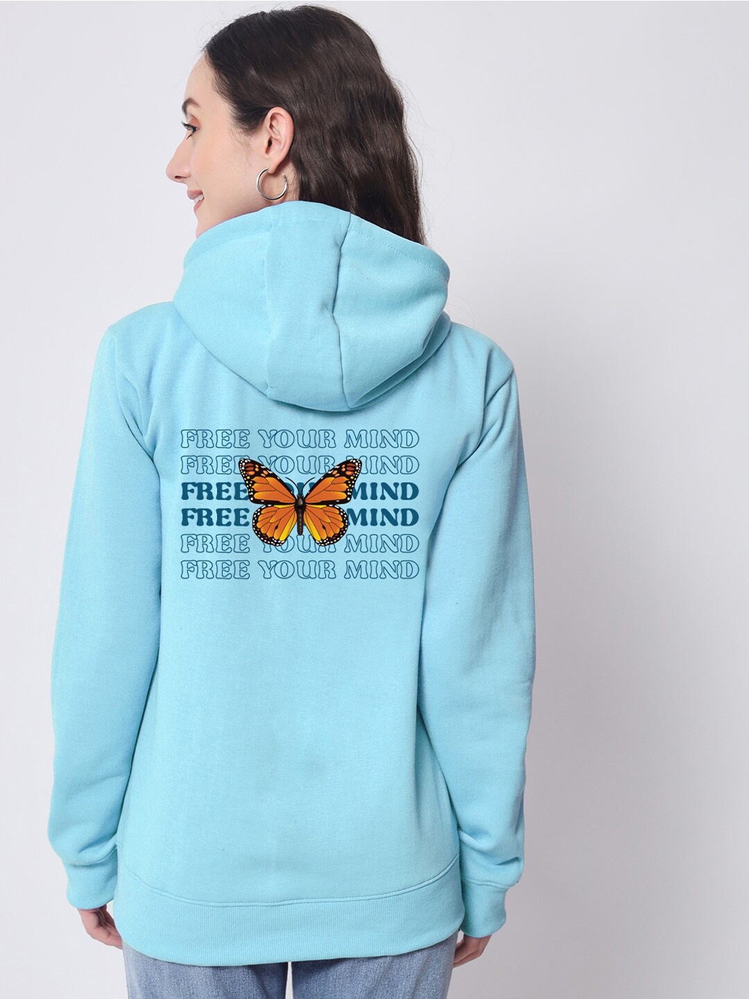 

FFLIRTYGO Women Hooded Fleece Sweatshirt, Turquoise blue