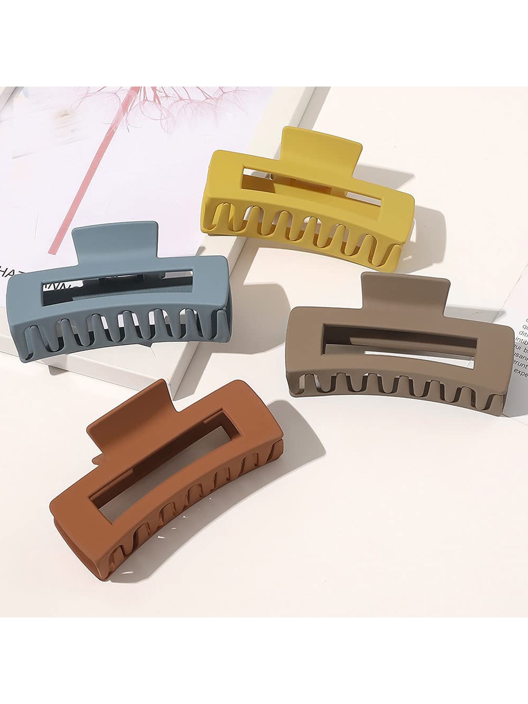 

FIMBUL Women Set of 4 Rectangular Claw Clip, Brown