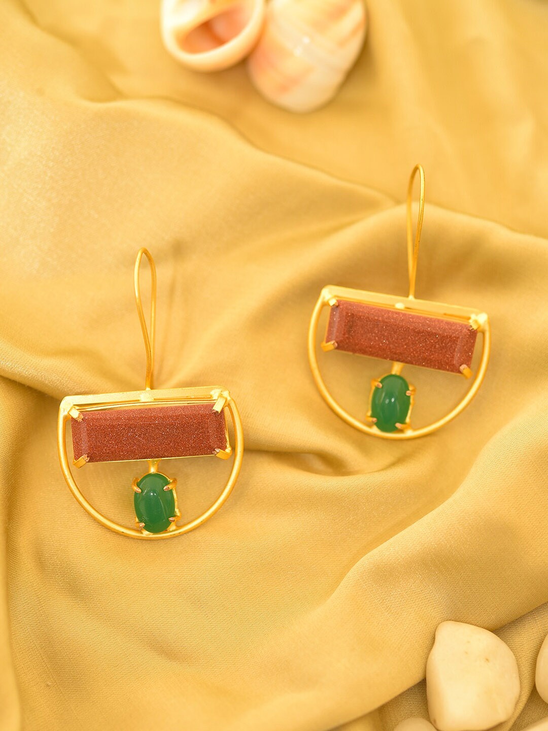 

XAGO Gold Plated Contemporary Drop Earrings, Brown