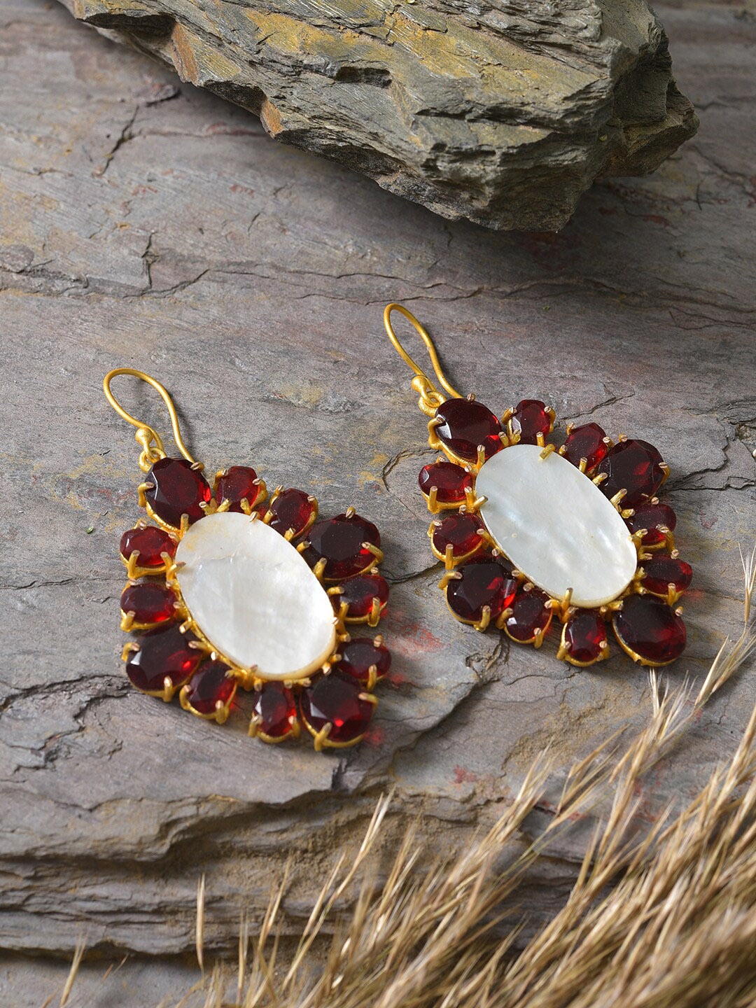 

XAGO Gold Plated Contemporary Drop Earrings, Red
