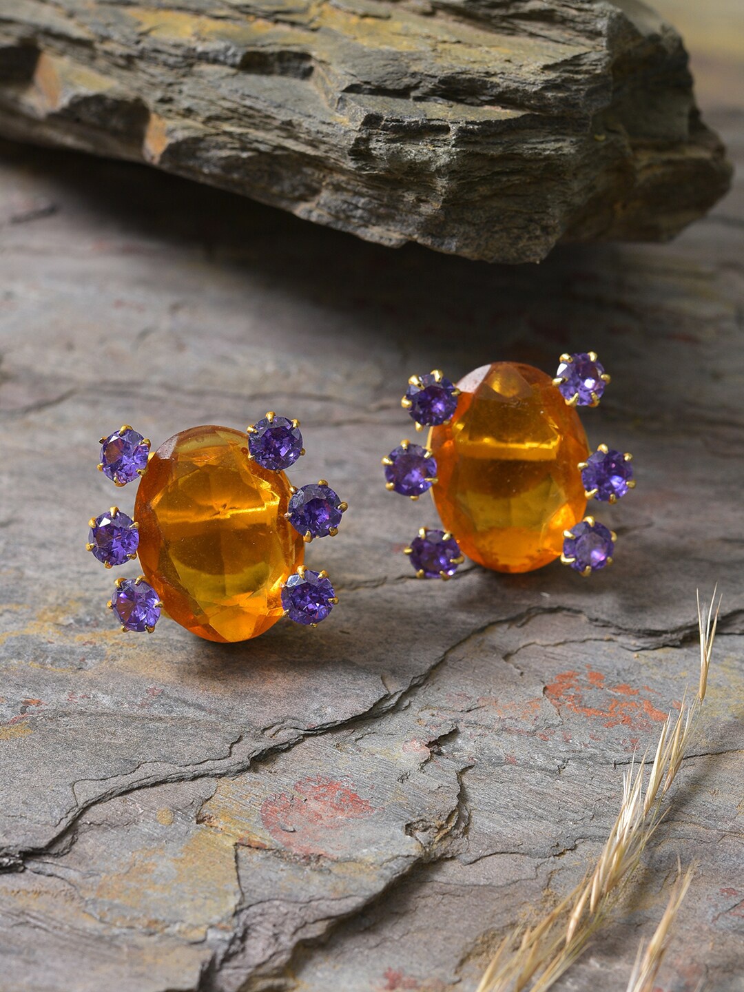 

XAGO Contemporary Citrine Studs Earrings, Mustard