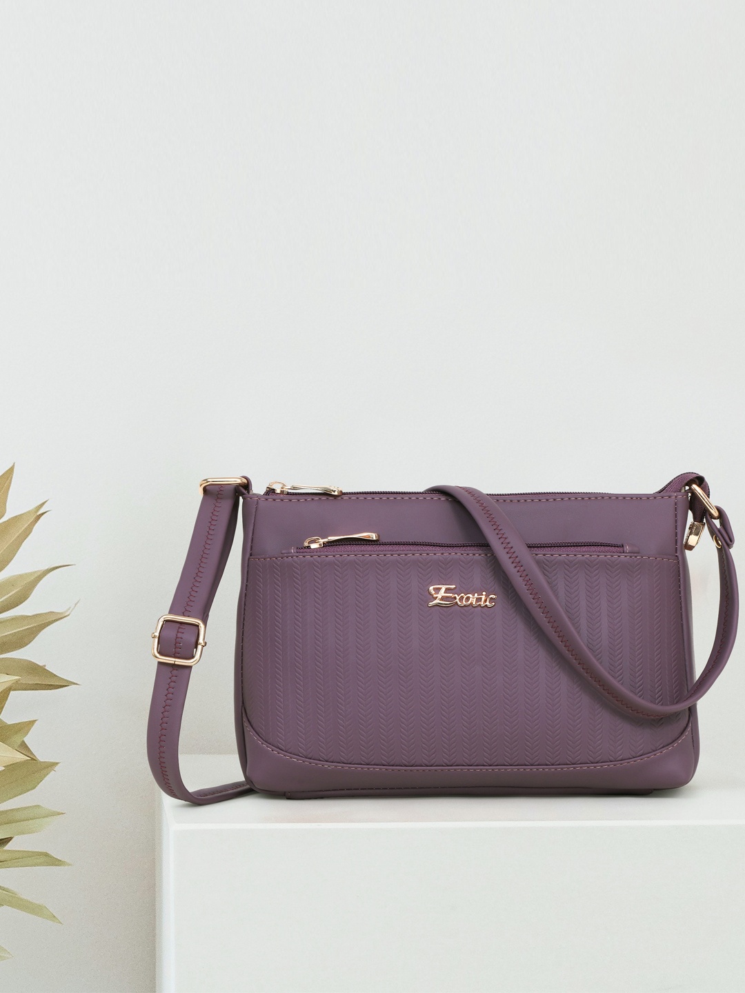 

Exotic PU Shopper Sling Bag, Purple