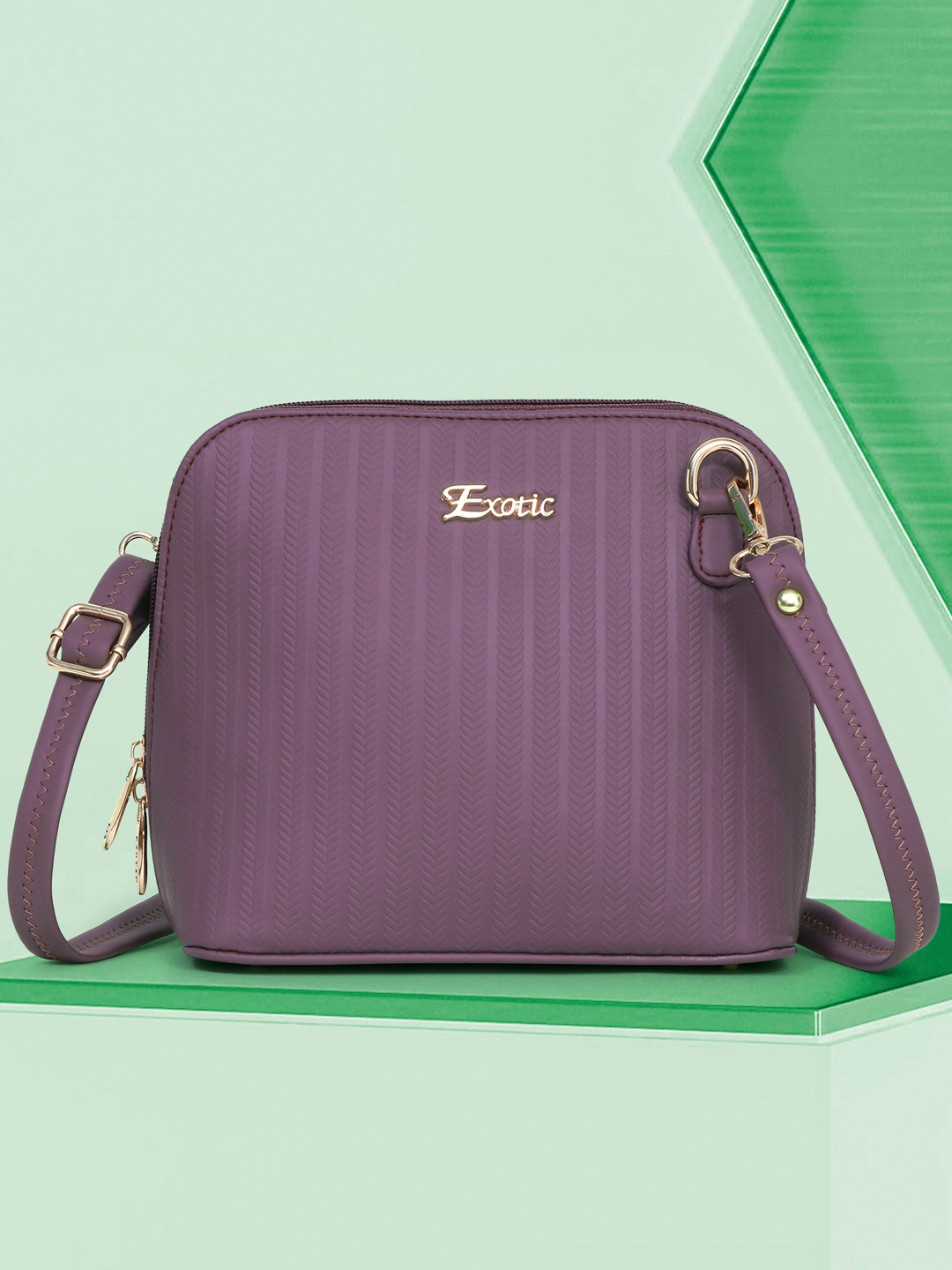 

Exotic Textured PU Shopper Sling Bag with Quilted, Magenta