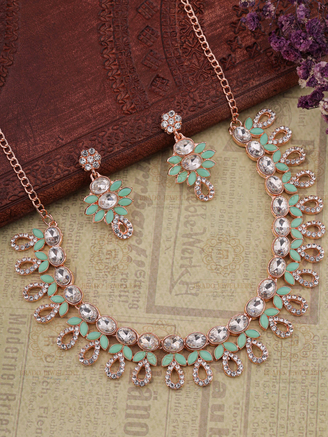 

Brado Jewellery Rose Gold-Plated AD-Studded Jewellery Set