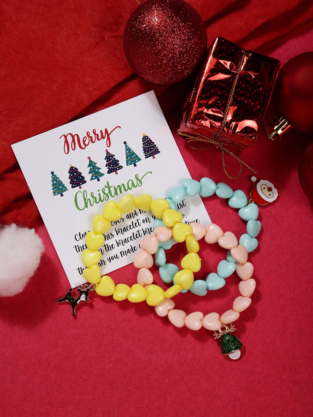 

EL REGALO Christmas Kids Set of 3 Elasticated Bracelet, Yellow
