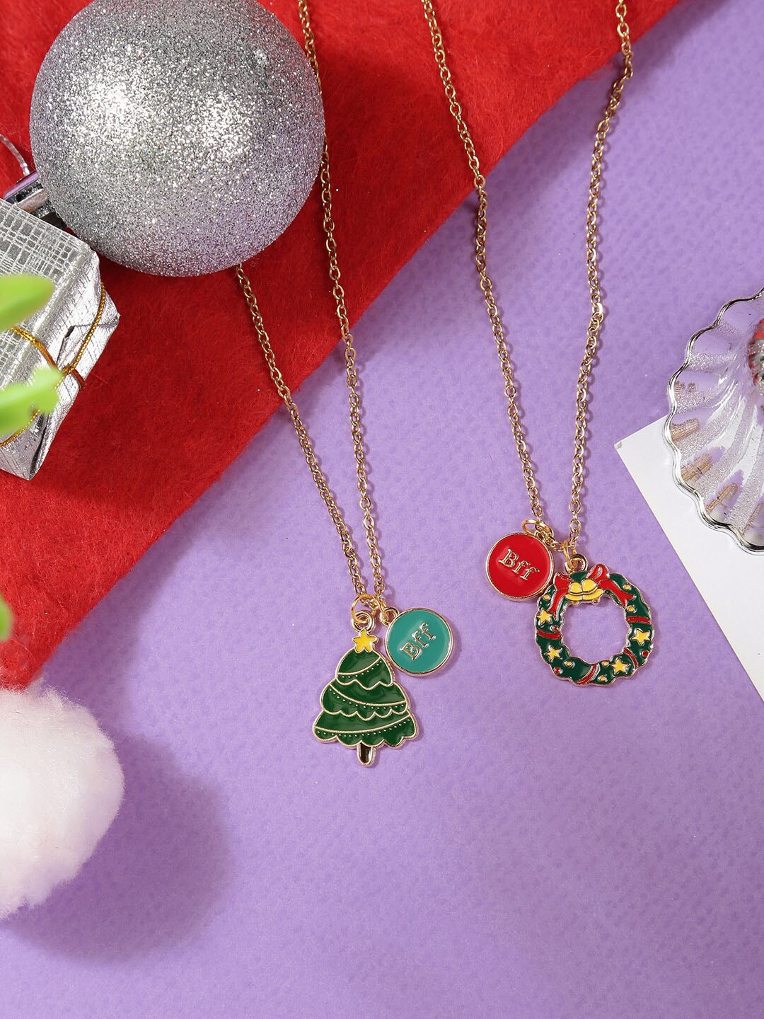 

EL REGALO Set Of 2 Gold-Plated christmas Necklace