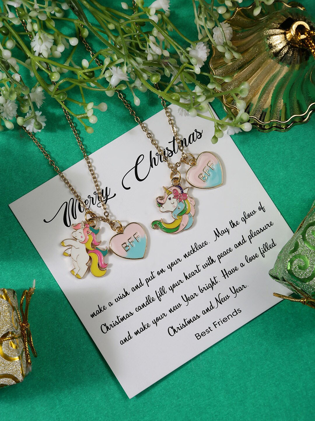 EL REGALO Christmas Women Gold-Plated Pack Of 2 Necklace