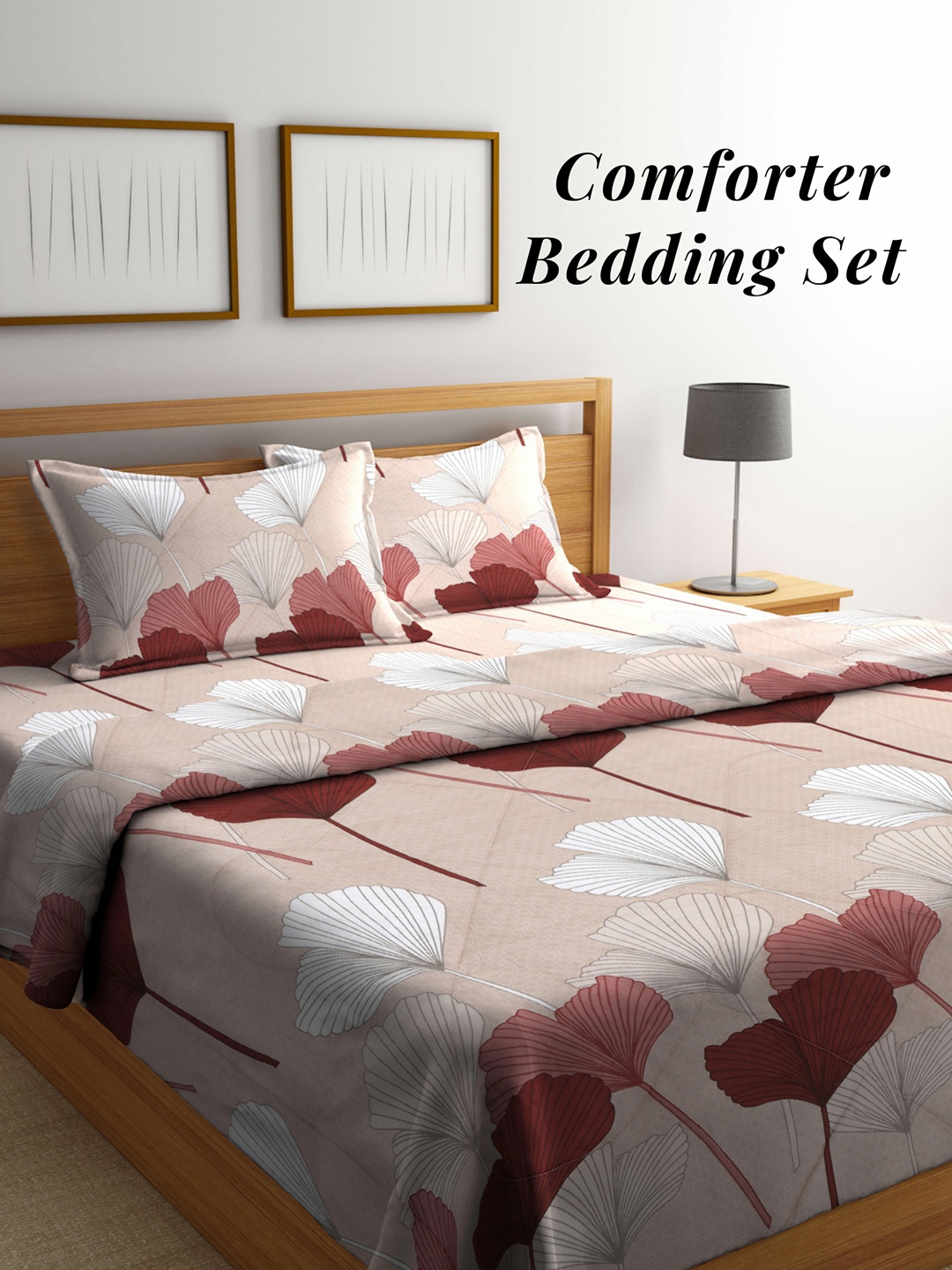 

Arrabi Beige & White Floral Mild Winter 550 GSM Double Bed Comforter with 2 Pillow Covers