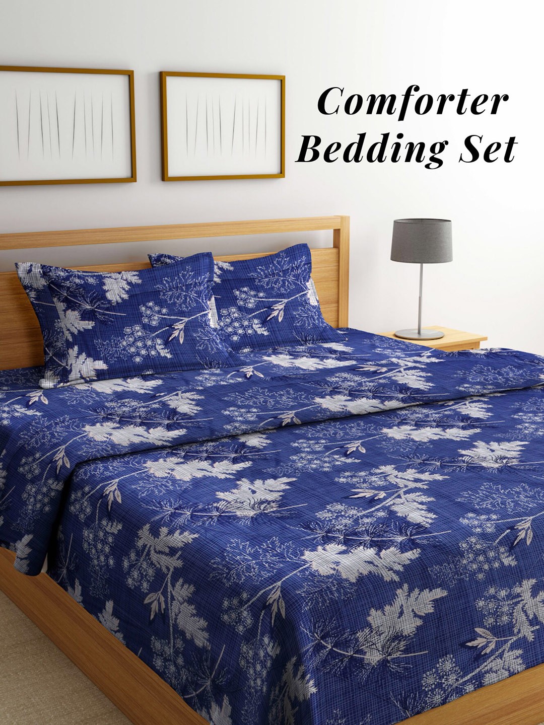 

Arrabi Blue & White Floral Mild Winter 550 GSM Double Bed Comforter with 2 Pillow Covers