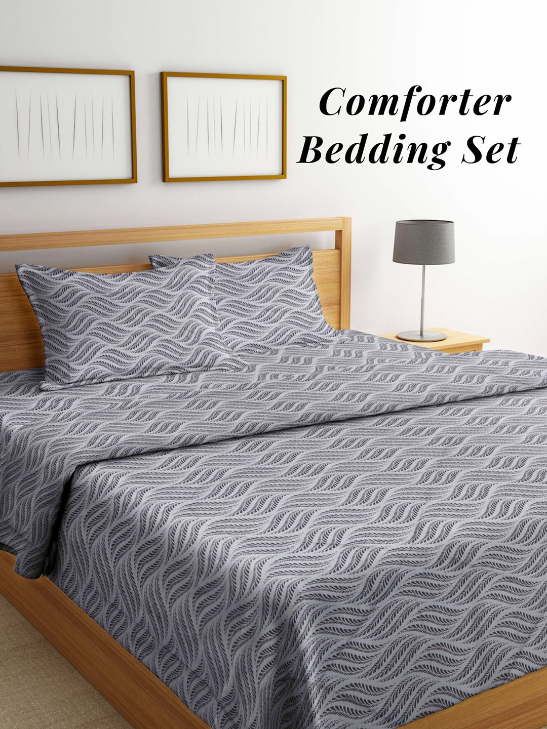 

Arrabi Grey Floral Mild Winter 550 GSM Double Bed Comforter with 2 Pillow Covers