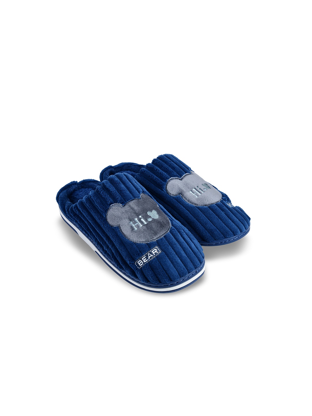 

CASSIEY Men Striped Room Slippers, Navy blue