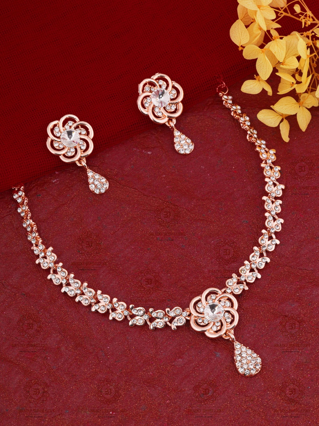 

Brado Jewellery Rose Gold-Plated AD-Studded Jewellery Set