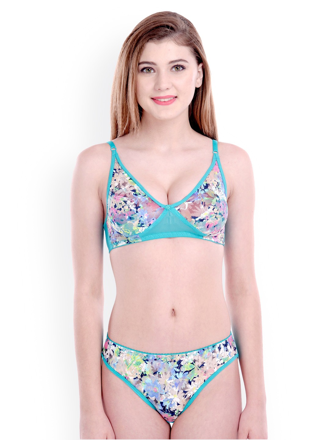 

AROUSY Printed Non-Padded Cotton Lingerie Set, Green