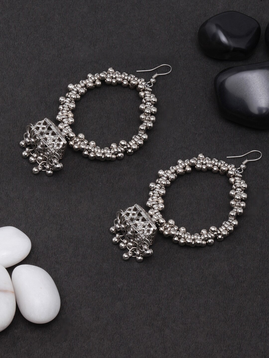 

DIVA WALK Silver Plated Contemporary Jhumkas Earrings