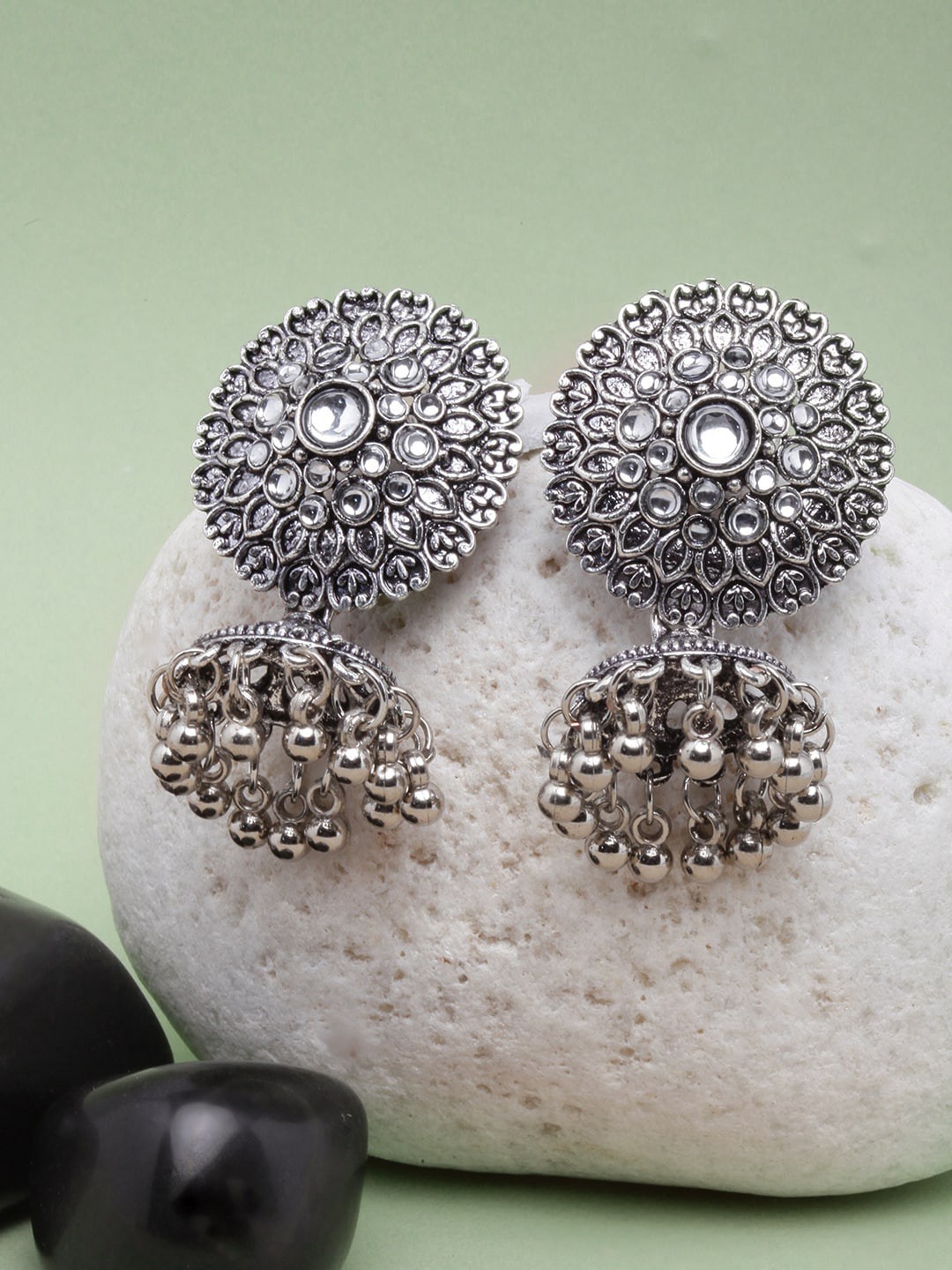 

DIVA WALK Silver Plated Contemporary Jhumkas Earrings