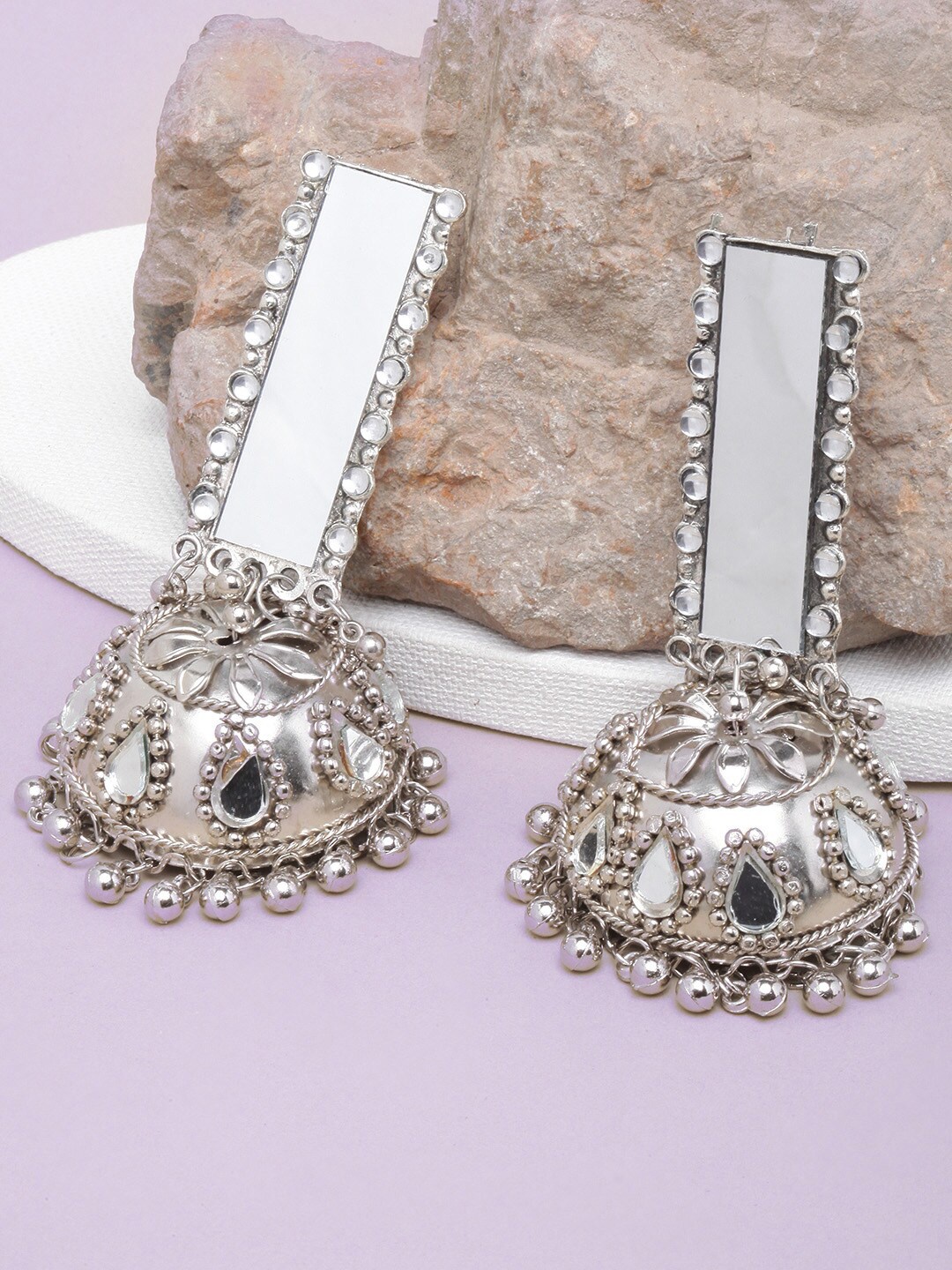 

DIVA WALK Silver Plated Contemporary Jhumkas Earrings