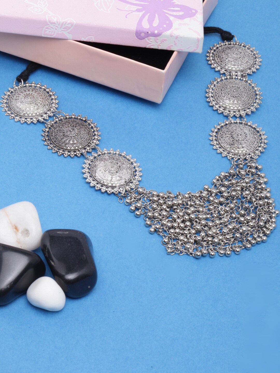 

DIVA WALK Brass Silver -Plated Enamelled Necklace