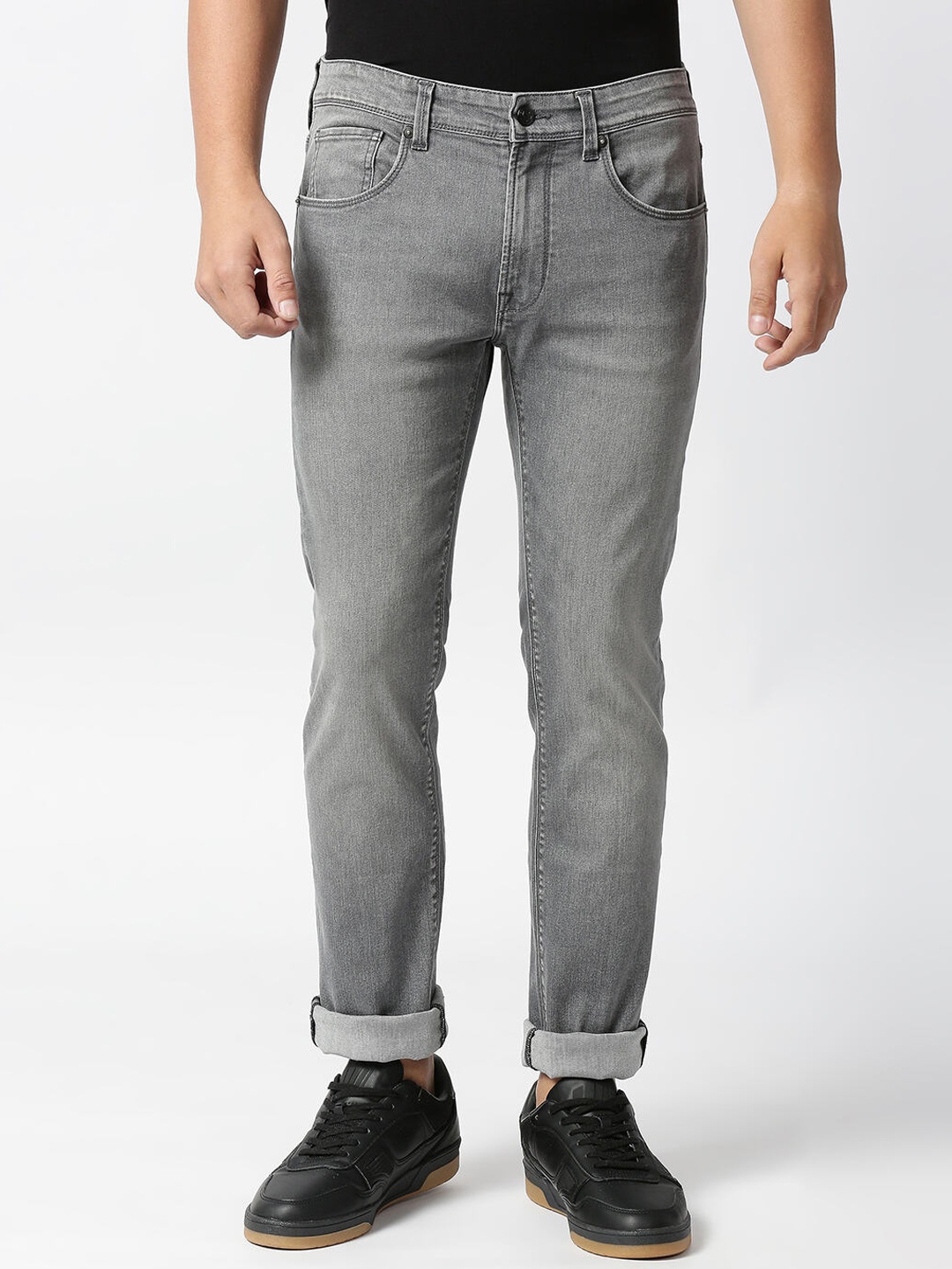 Pepe Jeans Men Slim Fit Heavy Fade Cotton Stretchable Jeans, Grey