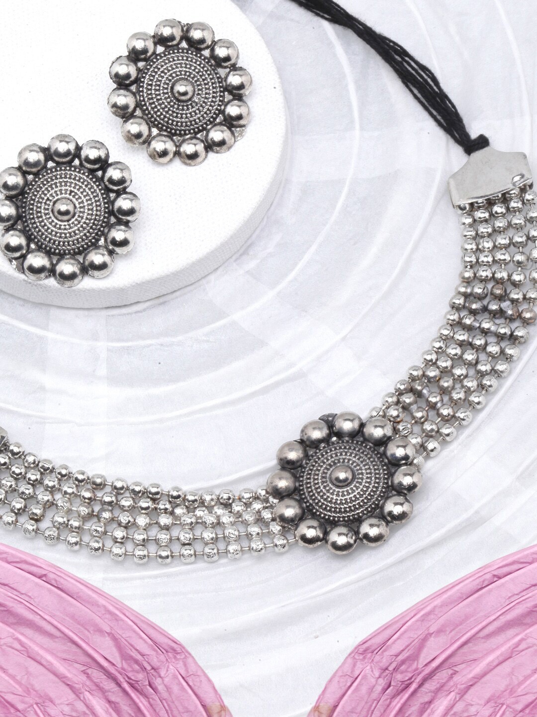 

Sangria Silver-Plated Ethnic Jewellery Set
