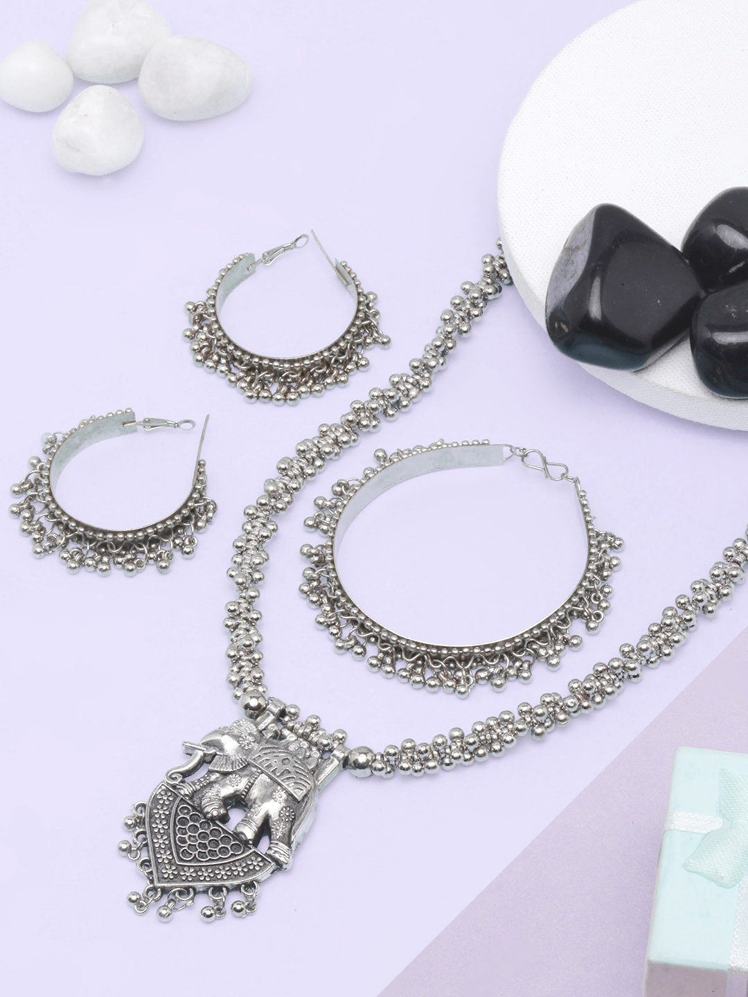 

Sangria Silver-Plated Beaded Jewellery Set