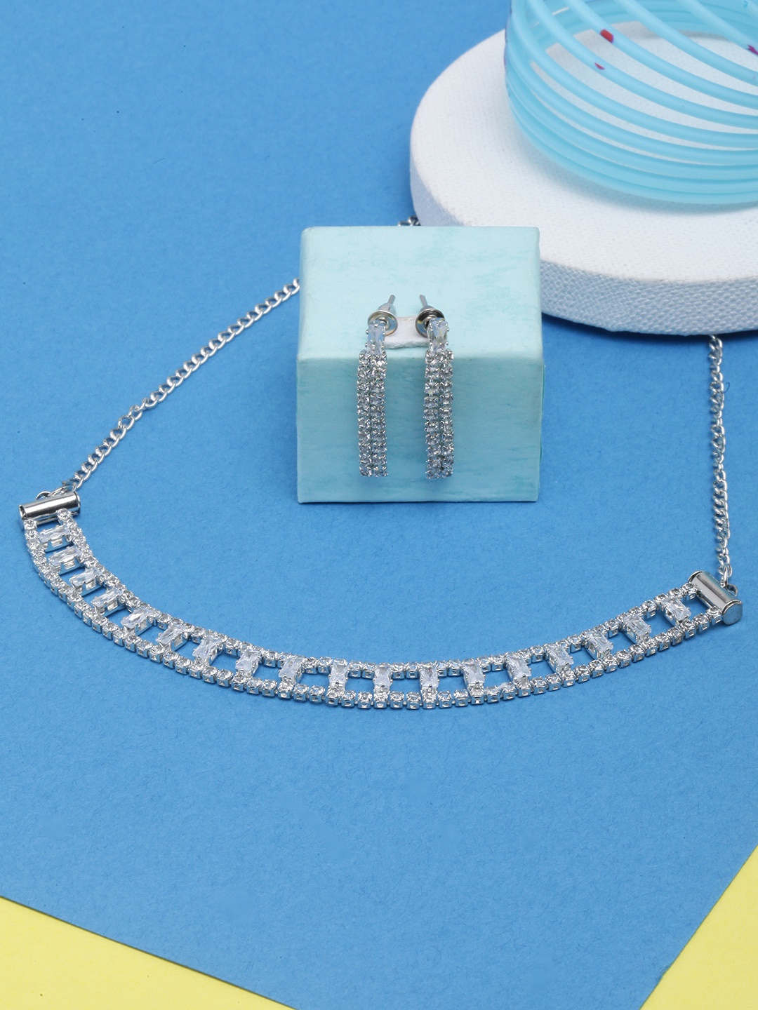 

DIVA WALK CZ Studded Jewellery Set, White