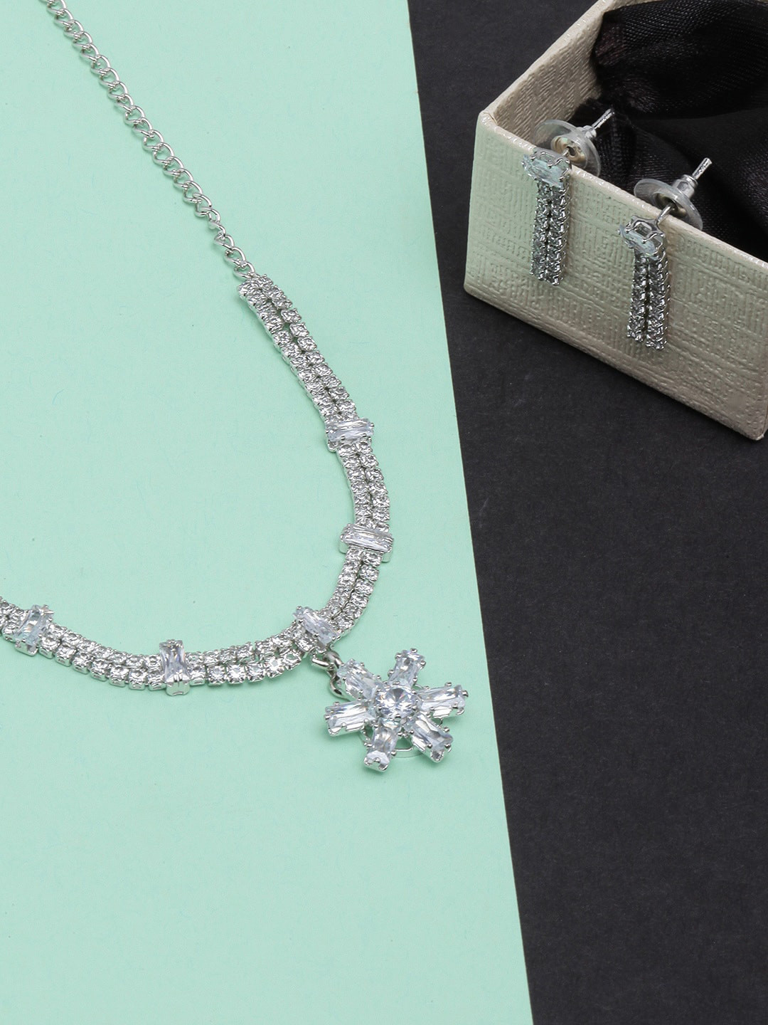 

DIVA WALK CZ-Studded Jewellery Set, White