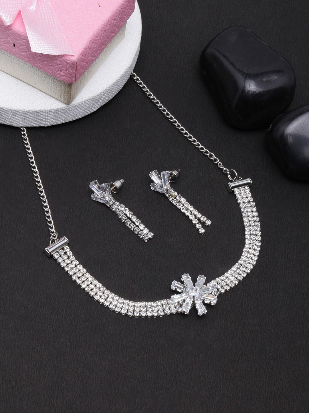 

DIVA WALK CZ-Studded Jewellery Set, White