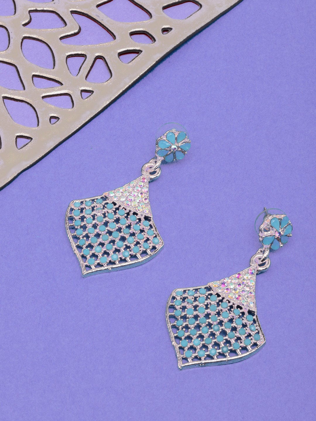 DIVA WALK Silver Plated Contemporary Drop Earrings