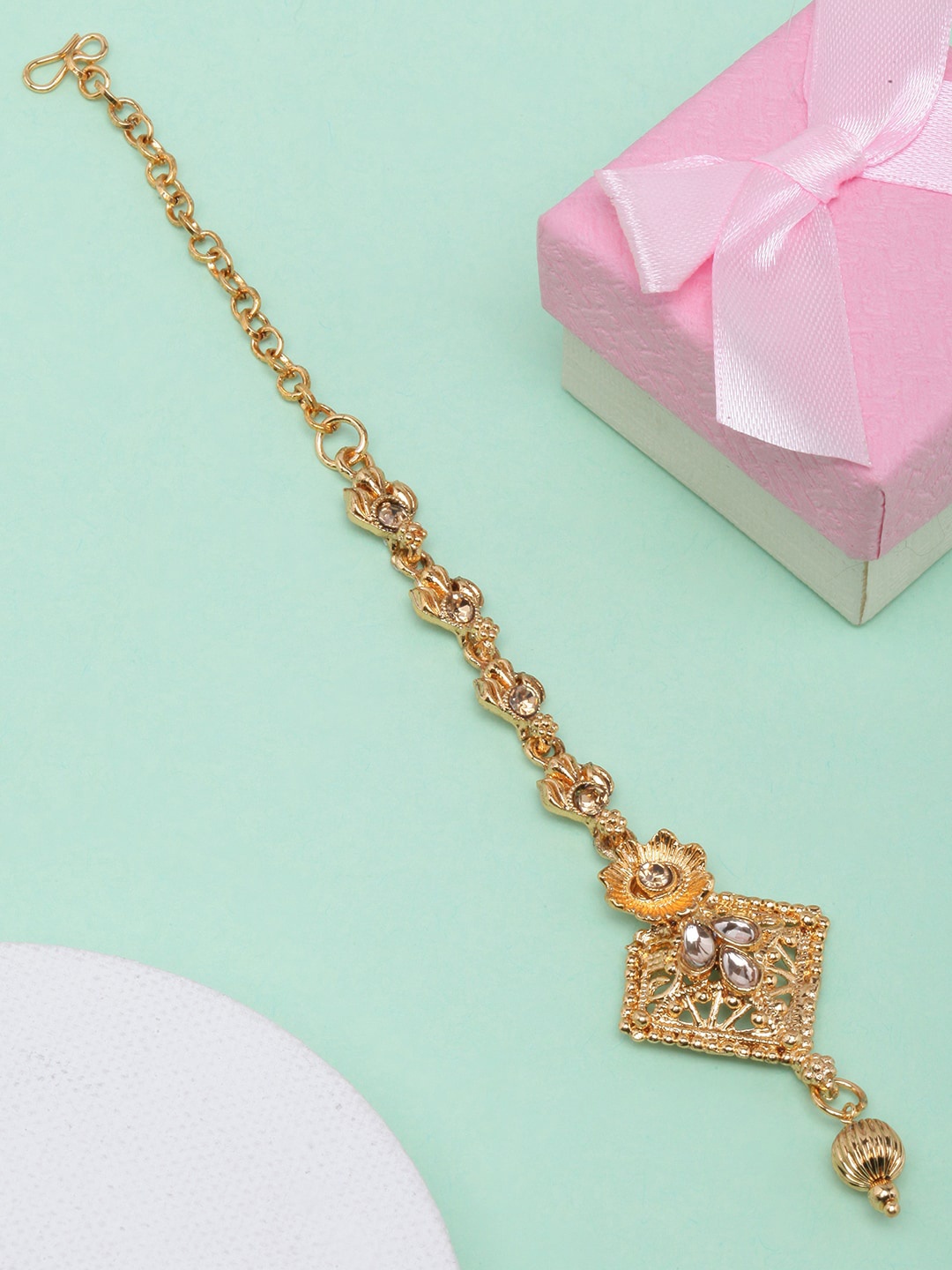 

DIVA WALK Kundan-Studded Maang Tikka, Gold