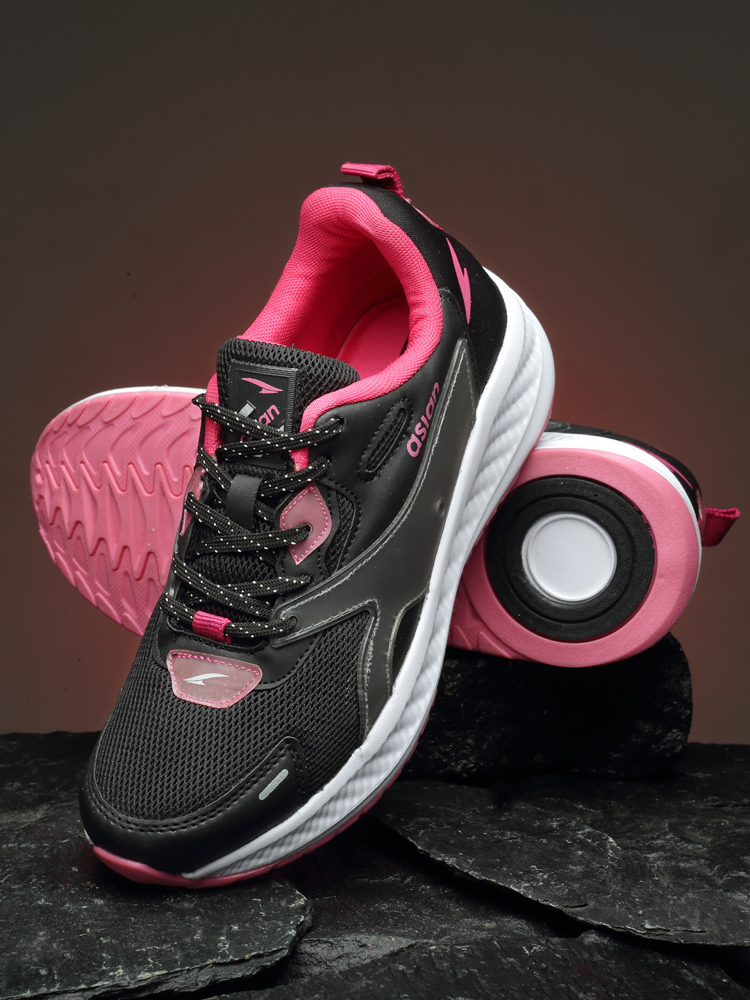 

ASIAN Women Mesh Running Non-Marking Shoes, Black
