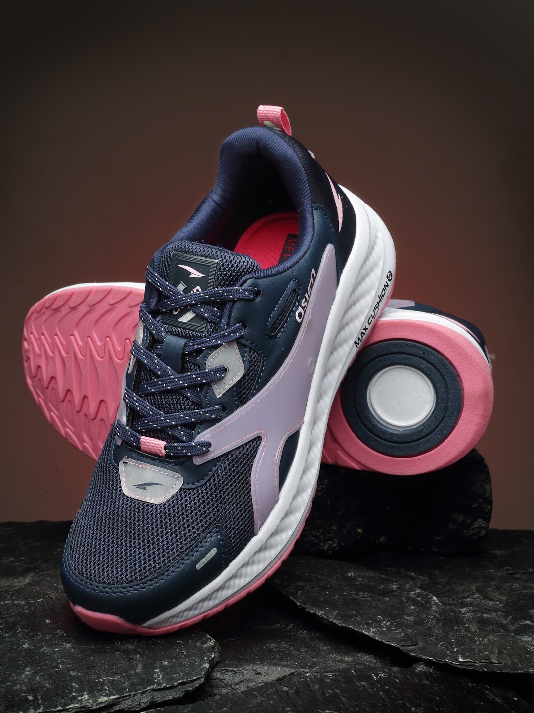 

ASIAN Women Mesh Running Non-Marking Shoes, Navy blue