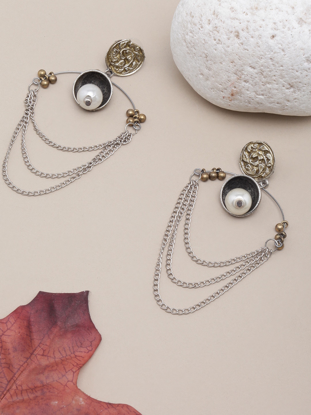 

Sangria Silver-Plated Contemporary Drop Earrings