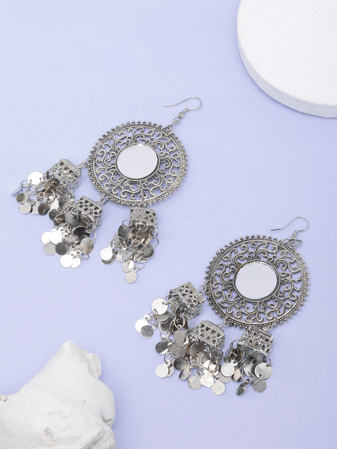 

Sangria Silver-Plated Contemporary Drop Earrings