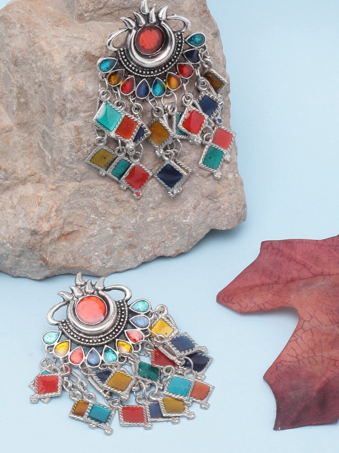 

Sangria Silver-Plated Contemporary Drop Earrings