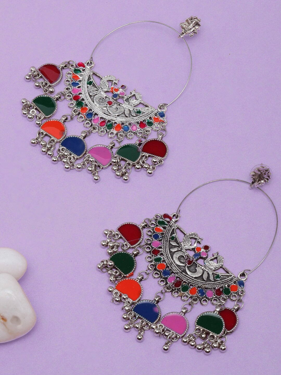 

Sangria Silver-Plated Contemporary Drop Earrings