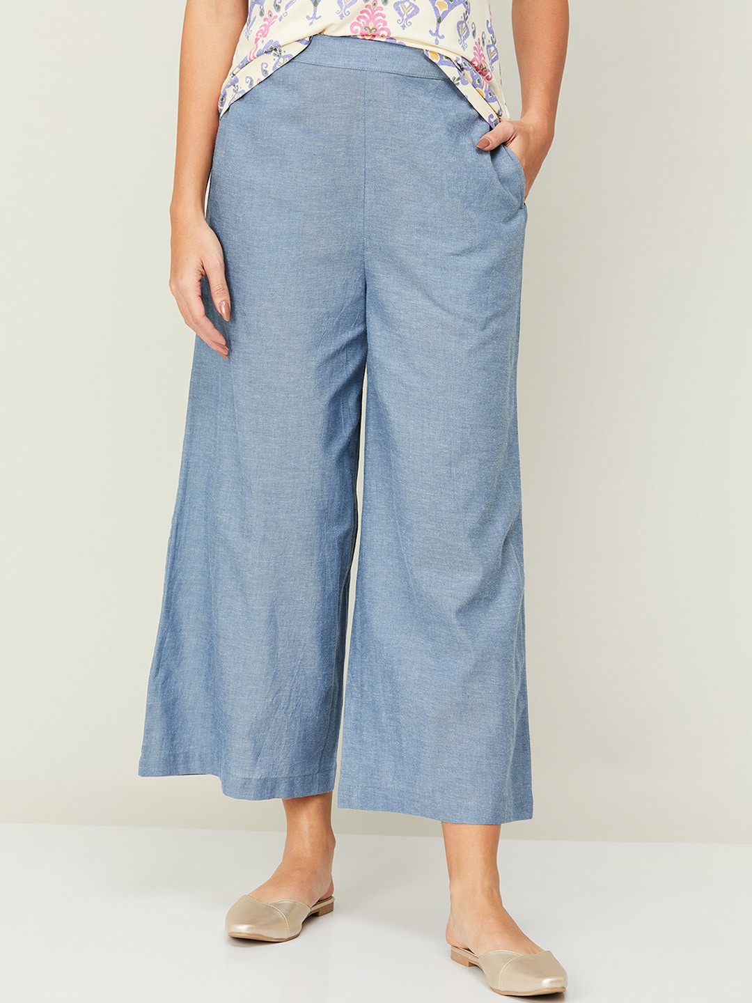 

Colour Me by Melange Women Cotton Trousers, Blue