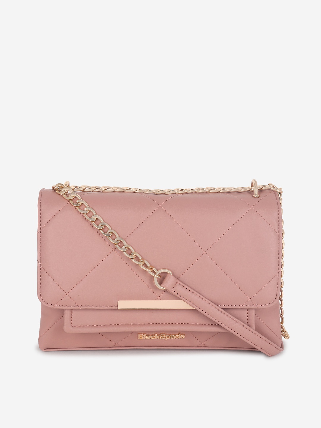 

Black Spade Textured PU Structured Sling Bag with Quilted, Pink