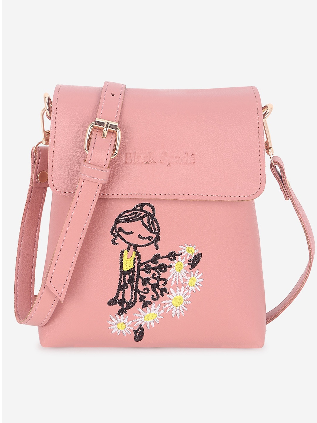 

Black Spade PU Structured Sling Bag, Pink
